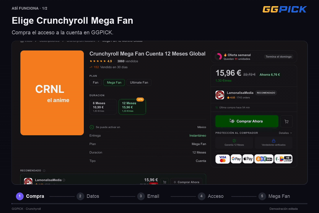 12 meses suscripción FAN Crunchyroll